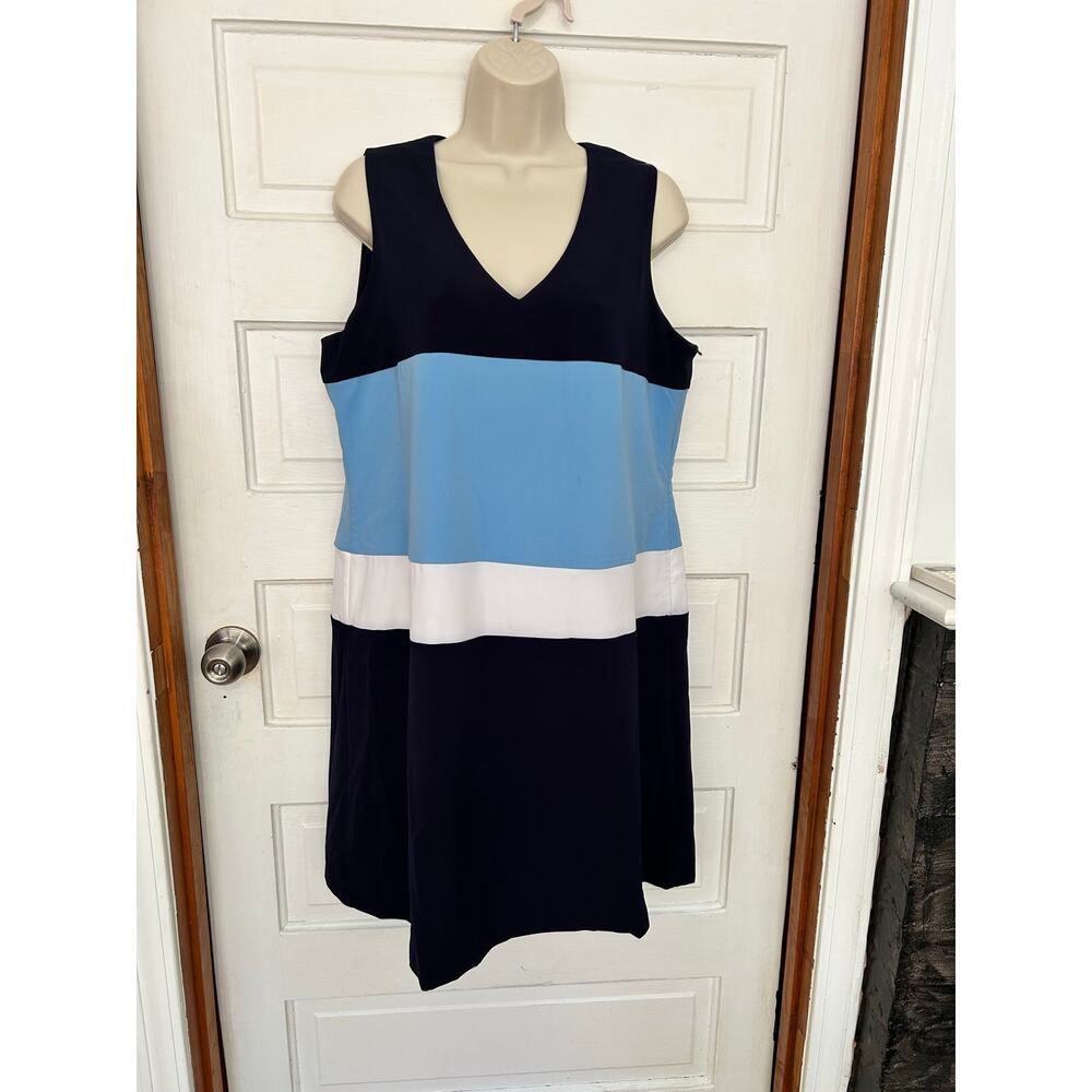 Jade Melody Tam Color Block Dress Blue NWT Womens Large Nautical Coastal